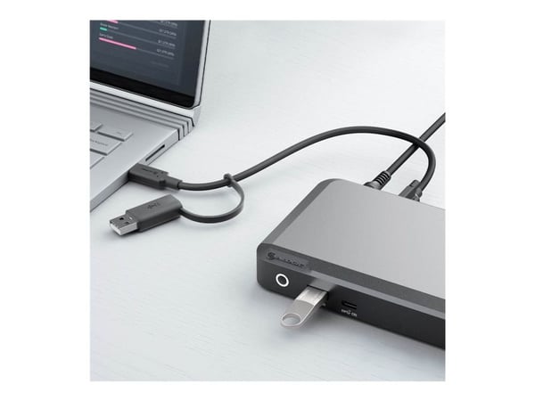 ALOGIC DUPRDX2-100, langallinen, USB 3.2 Gen 1 (3.1 Gen 1) Type-C, 100 W, 3,5 mm, 1000 Mbit/s, musta, harmaa