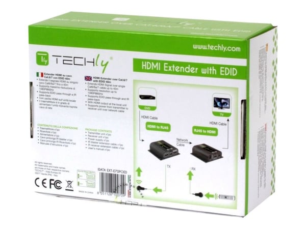 TECHly IDATA EXT-E70POED - Sender og mottaker - video/lyd/infrarød-utvider - HDMI - opp til 40 m