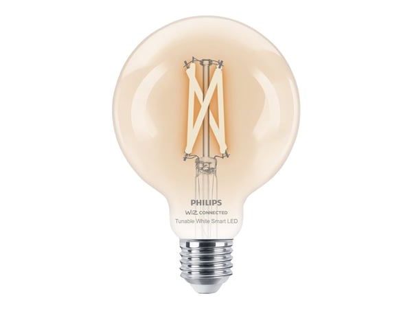 Philips Smart - LED-filamentlyspære - form: G95 - klar finish - E27 - 7 W (ekvivalent 60 W) - klasse E - varm til kjølig hvitt lys - 2700-6500 K
