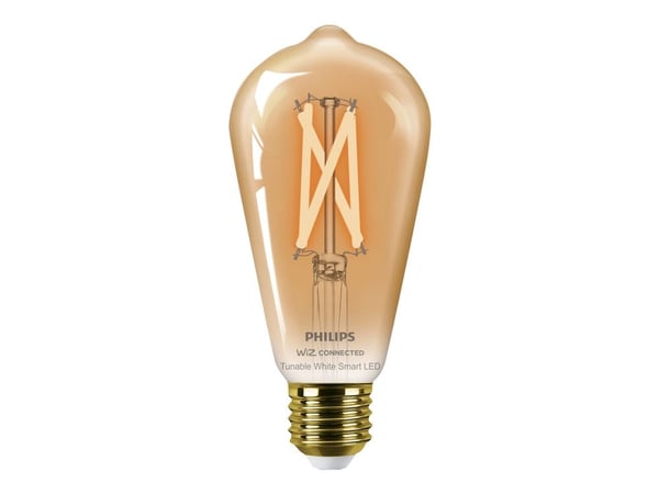 Philips Smart - LED-filamentlyspære - form: ST64 - E27 - 7 W (ekvivalent 50 W) - klasse F - varm til kjølig hvitt lys - 2000-5000 K - ravgul