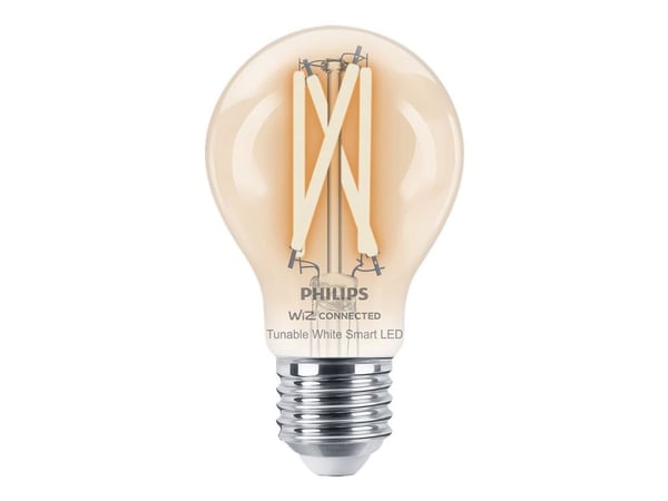 Philips Smart - LED-filamentlyspære - form: A60 - klar finish - E27 - 7 W (ekvivalent 60 W) - klasse E - avstembar hvit - 2700-6500 K