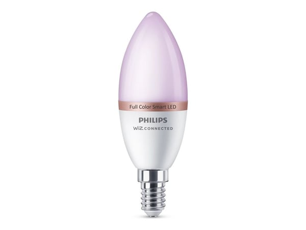 Philips Smart - LED-lyspære - form: C37 - mattslipt finish - E14 - 4.9 W (ekvivalent 40 W) - klasse F - helfarge - 2200-6500 K