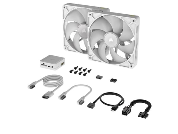 CORSAIR iCUE Link RX140 RGB Twin Starter Kit - Kabinettvifte - 140 mm - hvit (en pakke 2)