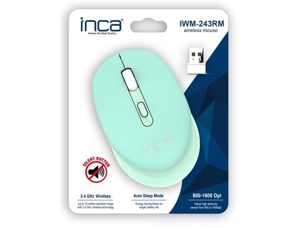 Inca IWM-243RM, Ambidextrous, Optisk, RF Trådlös, 1600 DPI