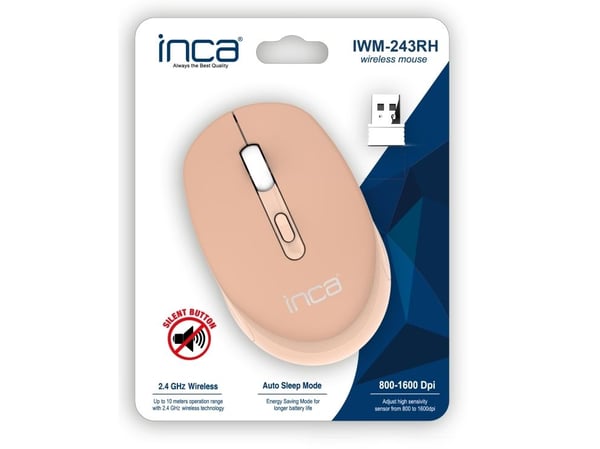 Inca IWM-243RH, Ambidextrous, Optisk, RF Trådlös, 1600 DPI