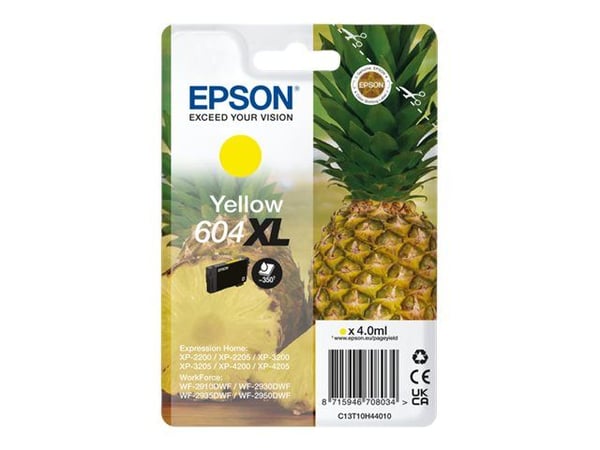 Epson Singlepack Yellow 604XL Ink, High (L) Yield, Keltainen, 4 ml, 1 kpl, 350 sivua, Kertapakkaus