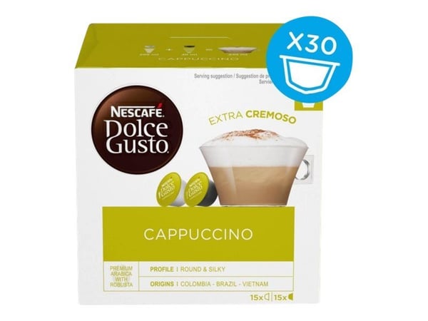 NESCAFÉ Dolce Gusto CAPPUCCINO - Kaffe- og melkekapselsett - 30 stk. - arabica, robusta