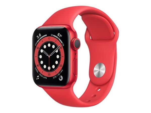 Apple Watch Series 6 (GPS) - (PRODUCT) RED - 40 mm - rød aluminium - smartklokke med sportsbånd - fluorelastomer - rød - båndbredde: S/M/L - 32 GB ...
