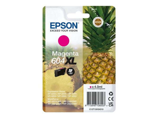 Epson Singlepack Magenta 604XL Ink, High (L) Yield, Magenta, 4 ml, 1 kpl, 350 sivua, Kertapakkaus