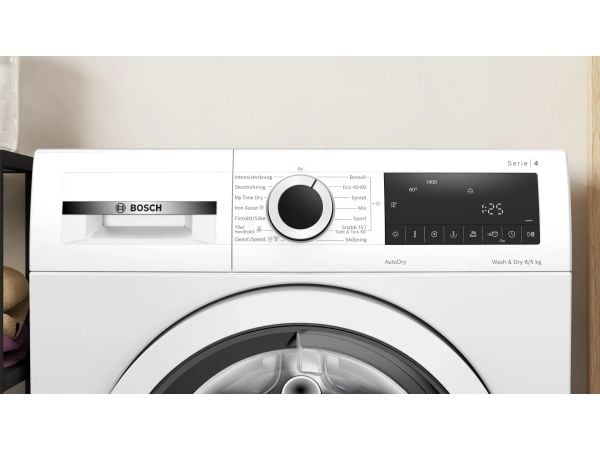 Bosch Serie | 4 WNA134B0SN - Vaskemaskin/tørker - bredde: 59.8 cm - dybde: 63 cm - høyde: 84.8 cm - frontileggelse - 63 liter - 8 kg - 1400 rpm