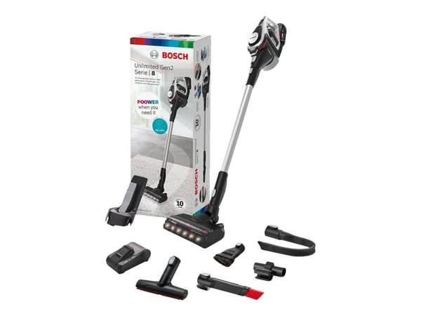 Bosch Unlimited Gen2 Serie | 8 BSS82SIL1 - Støvsuger - pinne/håndholdt (2-i-1) - uten pose - uten kabel - sølv inkludert lader