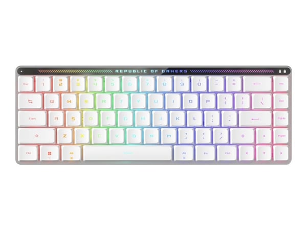 ASUS 90MP03EC-BKNA10, 65%, Langallinen & langaton, USB + RF Wireless + Bluetooth, Optinen näppäinkytkin, RGB LED, Valkoinen