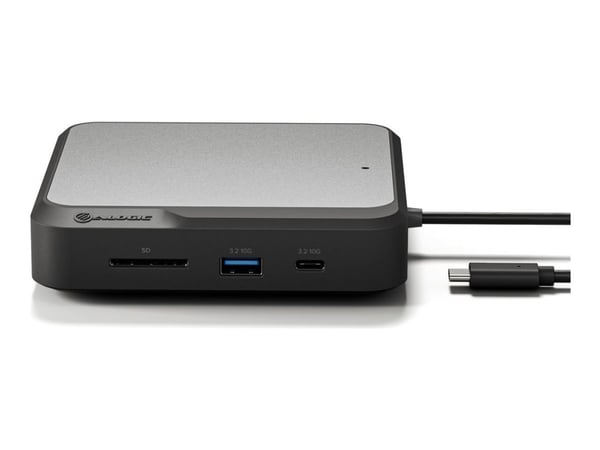 ALOGIC DUCH2, Langallinen, USB 3.2 Gen 2 (3.1 Gen 2) Type-C, 100 W, 10,100,1000 Mbit/s, Musta, Harmaa, SD