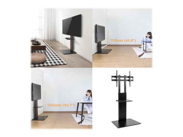 Maclean MC-865 - Jalusta - litteälle paneelille - musta - näytön koko: 37"-70"