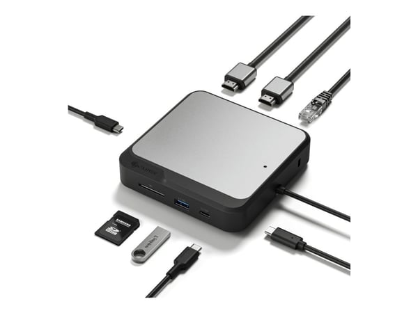 ALOGIC DUCH2, Langallinen, USB 3.2 Gen 2 (3.1 Gen 2) Type-C, 100 W, 10,100,1000 Mbit/s, Musta, Harmaa, SD