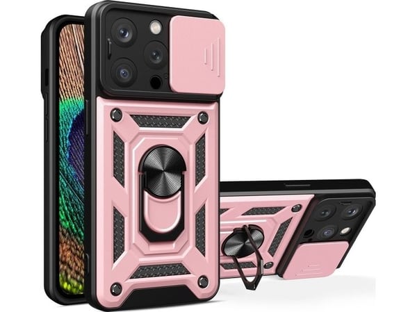Hurtel Hybrid Armor Camshield iPhone 14 Pro Max deksel pansret deksel med kameradeksel rosa