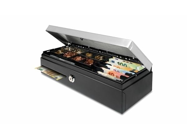 Safescan kasseskuff HD-4617C svart/sølv - 8 myntrom 8 seddelrom innlegg