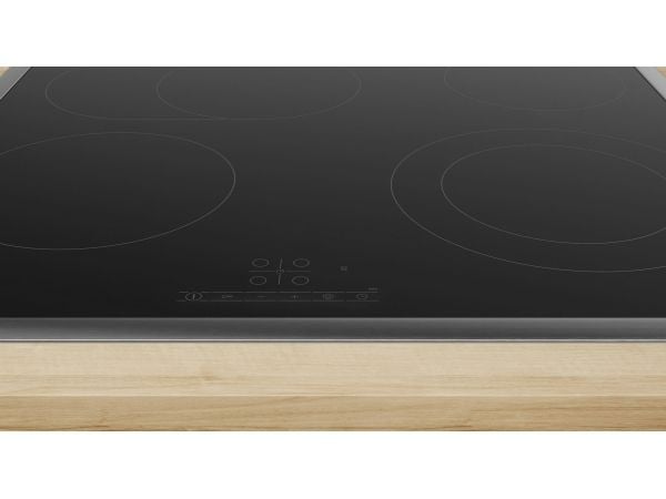 Bosch Serie | 4 PKN645BB2E - Keramisk häll - 4 kokplattor - Fördjupning - bredd: 56 cm - djup: 49 cm - med kanter i rostfritt stål - svart / rostfr...