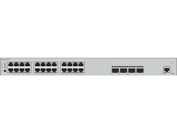 Huawei eKitEngine S310 Series S310-24P4X - Switch - L2+ - Styrt - 24 x 10/100/1000 (PoE+) + 4 x 1 Gigabit / 10 Gigabit SFP+ - front til side luftst...