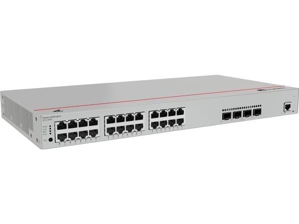 Huawei eKitEngine S310 Series S310-24P4X - Switch - L2+ - Styrt - 24 x 10/100/1000 (PoE+) + 4 x 1 Gigabit / 10 Gigabit SFP+ - front til side luftst...