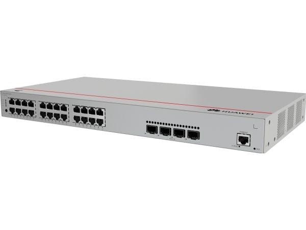 Huawei eKitEngine S310 Series S310-24P4X - Switch - L2+ - Styrt - 24 x 10/100/1000 (PoE+) + 4 x 1 Gigabit / 10 Gigabit SFP+ - front til side luftst...