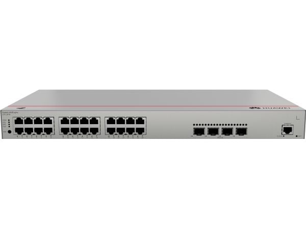 Huawei eKitEngine S310 Series S310-24P4X - Switch - L2+ - Styrt - 24 x 10/100/1000 (PoE+) + 4 x 1 Gigabit / 10 Gigabit SFP+ - front til side luftst...