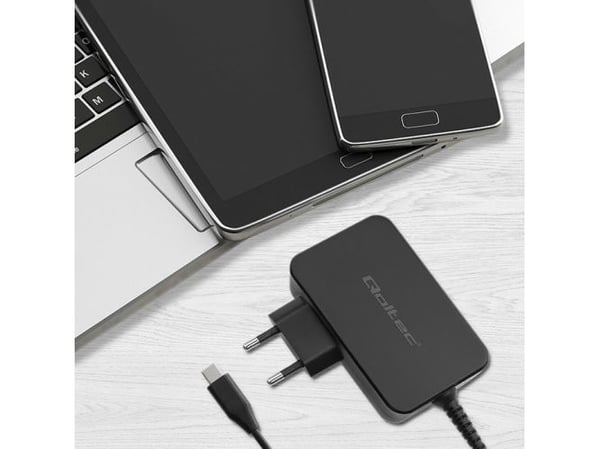 Qoltec lader GaN Power Pro lader | 1xUSB-C | 100W | 5-20V | 3-5A | Svart