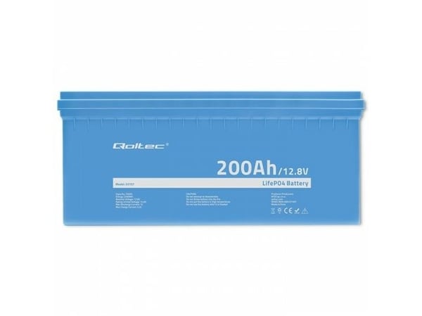 Qoltec LiFePO4 litium-rautafosfaattiakku | 12.8V | 200Ah | 2560Wh | BMS | BMS