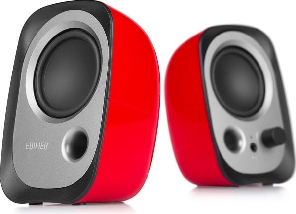 Edifier R12U, 2.0 kanaler, Koblet med ledninger (ikke trådløs), 4 W, 30 - 20000 Hz, Sort, Sølv, Rød