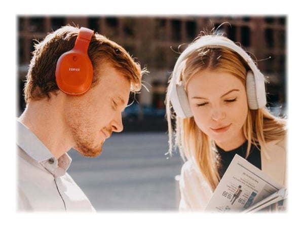 Edifier W800BT Plus - Hodetelefoner med mikrofon - full størrelse - Bluetooth - trådløs, kablet - 3,5 mm jakk - hvit