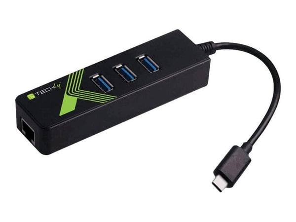 TECHly IDATA-USB-ETGIGA-3C2 - Hub - 3 x SuperSpeed USB 3.0 + 1 x 10/100/1000 - stasjonær