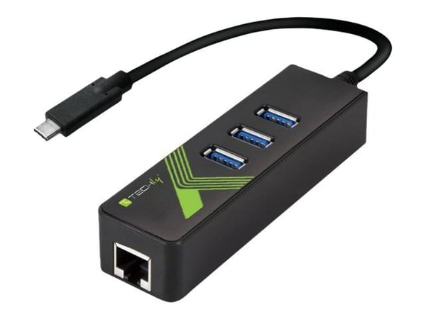 TECHly IDATA-USB-ETGIGA-3C2 - Hub - 3 x SuperSpeed USB 3.0 + 1 x 10/100/1000 - stasjonær