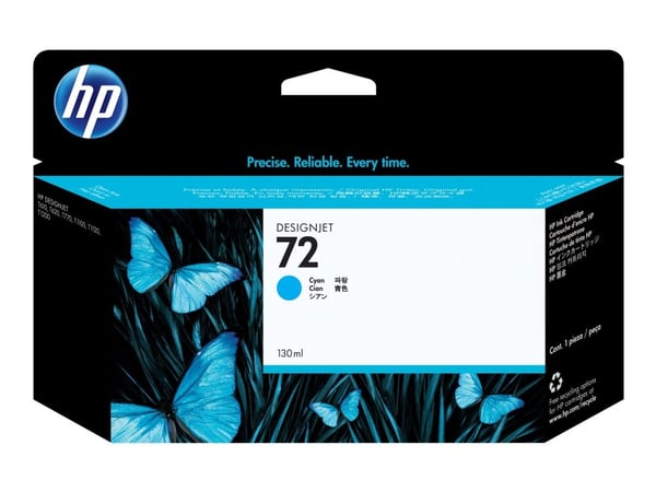 HP 72 - 130 ml - cyan - original - DesignJet - blekkpatron - for DesignJet T1100, T1100ps, T1200, T1200ps, T1300, T610, T620, T770, T790