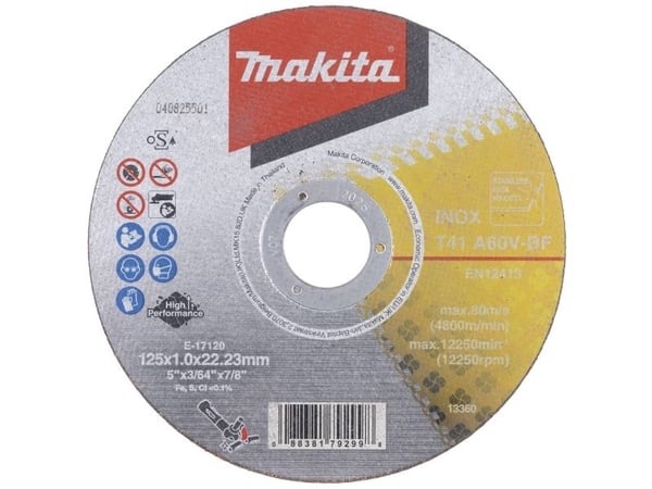 Makita E-17120-12 Trennscheibe gerade 125 mm 12 St., Kutteskive, Flatt senter, Metall, Rustfritt stål, Makita, 2,22 cm, 12,5 cm