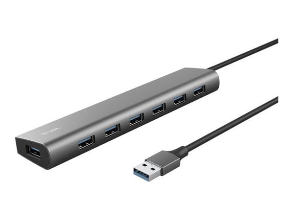 Trust Halyx - Hubb - 7 x USB 3.2 Gen 1 + 1 x USB-C (strömgenomströmning) - skrivbordsmodell