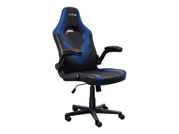 Trust GXT 703B RIYE - Spelstol - armstöd - L-formad - lutning - svängtapp - konstläder, elastiskt tyg - blå