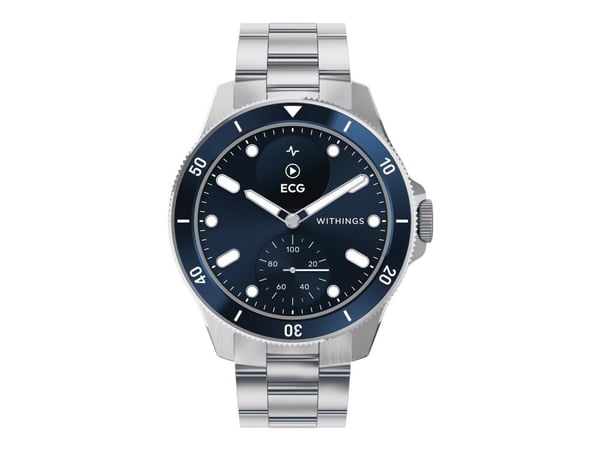 Withings ScanWatch Nova - 42 mm - rustfritt stål - hybrid smartklokke med Oyster Metal-armbånd - metall - display 0,63" - monokrom - Bluetooth LE -...