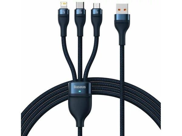 Baseus CASS030003, 1,2 m, USB A, USB C/Micro USB-A/Lightning, Blå