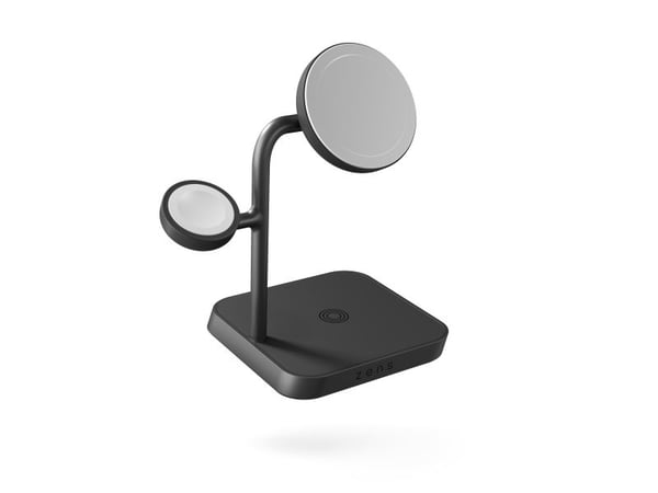ZENS 4-in-1 - Trådløs ladepute / ladestativ + AC-strømadapter - 18 watt (USB-C) - svart