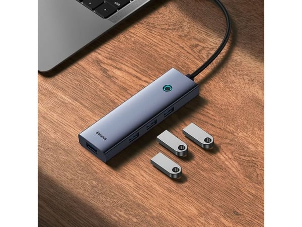 Baseus UltraJoy 5-porttinen, langallinen, USB 3.2 Gen 1 (3.1 Gen 1) Type-C, harmaa, 5 Gbit/s, 4K Ultra HD, 30 Hz
