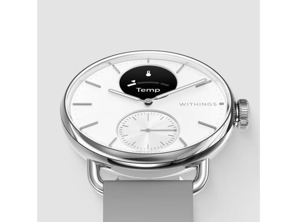Withings ScanWatch 2 - 38 mm - rustfritt stål - hybridsmartur med bånd - fluorelastomer - håndleddstørrelse: 146-211 mm - monokrom - Bluetooth - 34...