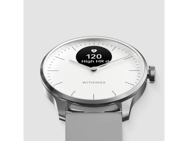 Withings ScanWatch Light - 37 mm - rustfritt stål - smartklokke med bånd - fluorelastomer - håndleddstørrelse: 146-211 mm - monokrom - Bluetooth LE...