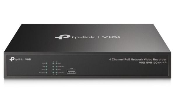 TP-Link VIGI NVR1004H-4P, 4 kanaler, 3840 x 2160 piksler, 720p, 1080p, 2160p, 3840x2160,1920x1080, 1680x1050, 1440x900, 1280x1024, 1024x768, 1280x7...