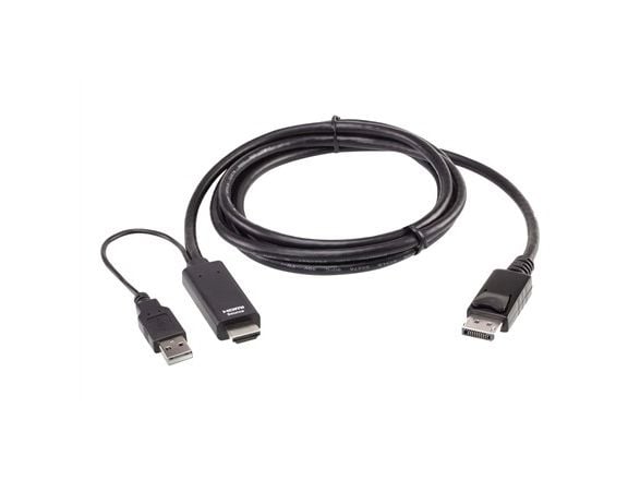 ATEN 2L-7D02HDP - Adapterkabel - HDMI hann til USB (kun strøm), DisplayPort hann - 1.8 m - 4 K 60 Hz (4096 x 2160) støtte