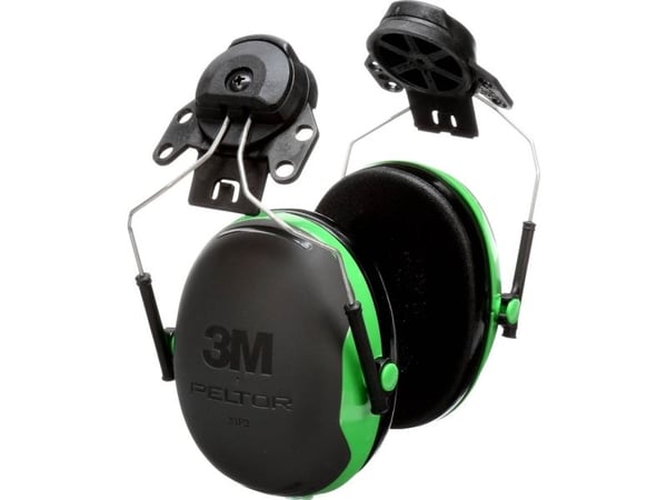 3M PELTOR Helmet Attached Earmuffs X1P3E, 10/Case, Øreklokker med hjelmbeskyttelse, Sort, Grønn