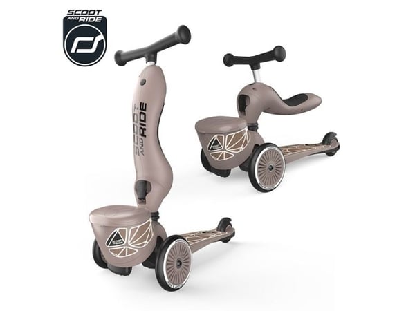 Scoot and Ride LIVSSTIL 2IN1 RIDE OG SCOOTER MED LÅSbar OPPBEVARING 1-5 ÅR BRUN LINJE