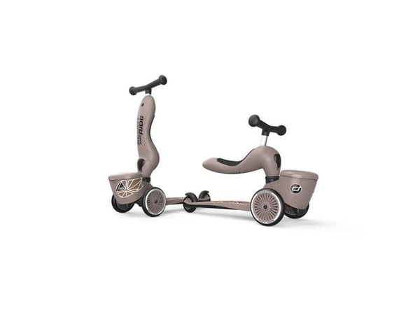 Scoot and Ride LIVSSTIL 2IN1 RIDE OG SCOOTER MED LÅSbar OPPBEVARING 1-5 ÅR BRUN LINJE