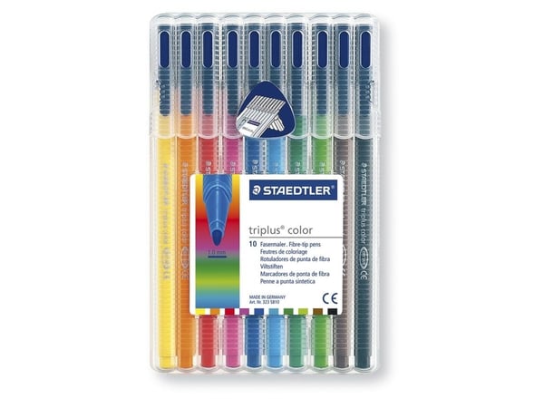 Fiberpen Staedtler 323 SB10 Triplus Color 1,0 mm ass. farver - (10 stk.)