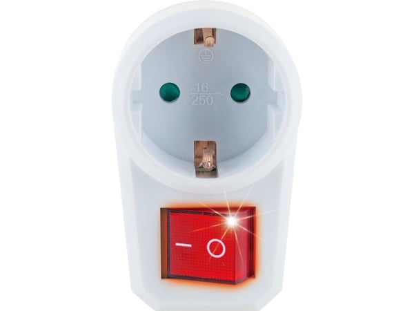 Schwaiger vägguttag 1xSchuko med strömbrytare, vit