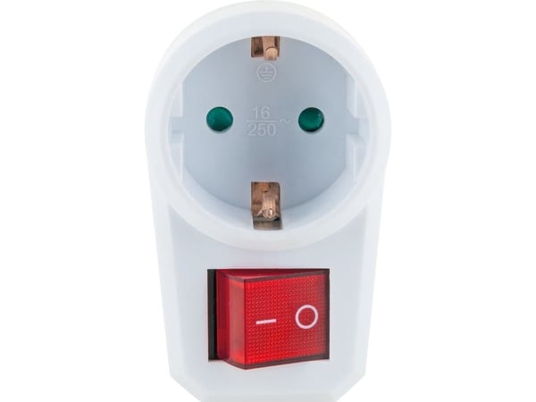 Schwaiger vägguttag 1xSchuko med strömbrytare, vit
